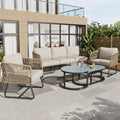Outdoor Patio & Garden Lounge Set with Glass Coffee Tables